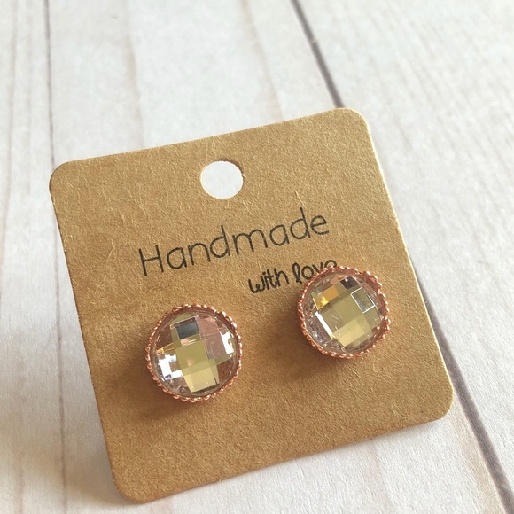 Clear Rhinestone Rose Gold Crown Stud Earrings! - Picture 7 of 16